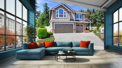 Home exterior with garage and driveway Wall mural