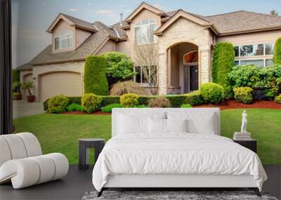 Luxurious northwest home with greenery and a nice driveway. Wall mural