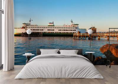 mukilteo to bainbridge washington state ferry during sunset. Wall mural