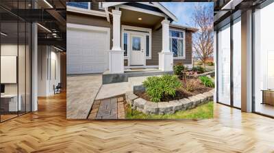 Traditional american home with nice lawn. Wall mural