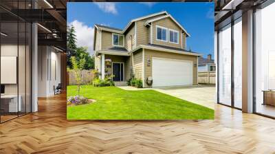 two story house exterior with front yard landscape Wall mural