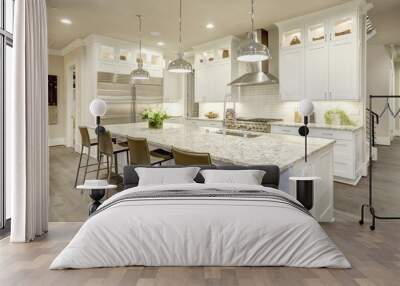 White kitchen design in new luxurious home Wall mural