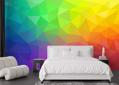 Multicolor rainbow low poly background. Abstract gradient vector background from triangles. Polygonal design. Vector illustration Wall mural