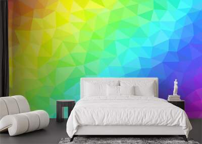 Multicolor rainbow low poly background. Abstract random vector background from triangles. Polygonal design	 Wall mural