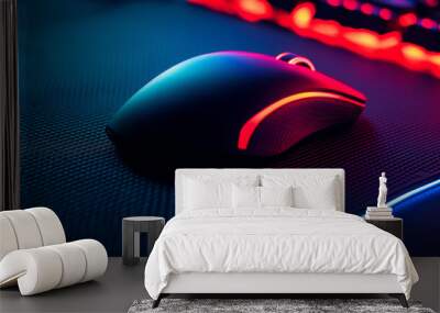  closeup of the very fine texture of a gaming mousepad, red and blue lighting Wall mural