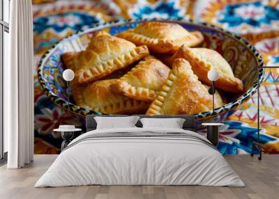  Puff pastry pockets in traditional ornament bowl. Wall mural