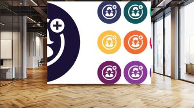  Set of colorful user account icons, vector profile symbol, flat icon set for web interfaces, applications. Wall mural