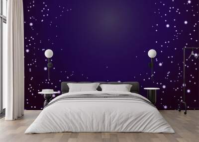 A dark night sky with sparkling stars and planets. Vector illustration Wall mural