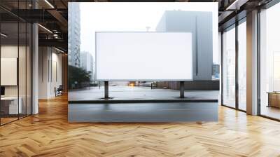 A large empty advertising poster, a mock-up of a Billboard in front of a building in the city, with space for copying, Advertising Wall mural