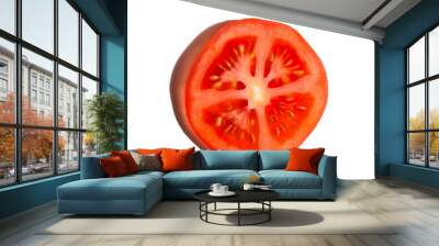 a slice of red tomato isolated on a white background with a shadow Wall mural