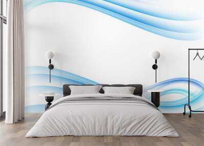 Abstract blue curved lines on a white background. Modern template for your design. Wall mural