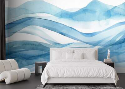 abstract blue waves watercolor background Wall mural