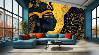 Amun Ra Egyptian pharaoh god drawing painting art wallpaper background Wall mural