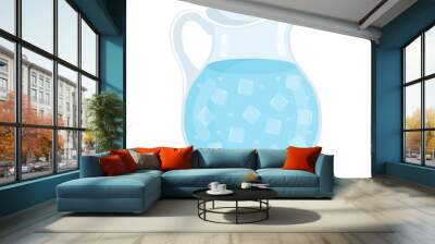 Drinking water in a glass carafe with ice. Vector illustration of a drink in a jug. Wall mural