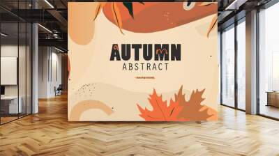 Autumn seasonal artistic abstract background template. Modern hand drawn vector illustration. Wall mural