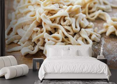 homemade noodles on a cutting board with flour Wall mural