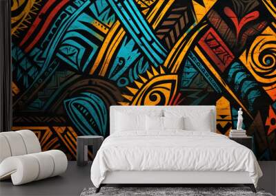 Photo background pattern in African tribal style in colorful colors Wall mural