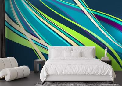 Bright overlapping flowing stripes and lines. Modern design. Vector Wall mural