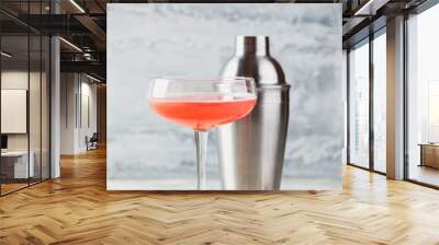 Pink Raspberry Cocktail in drink glass Wall mural