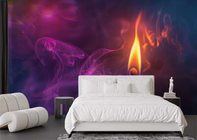 Burning flame matchstick concept wallpaper background
 Wall mural