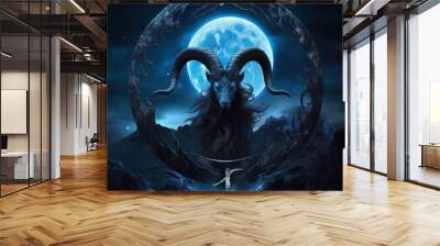 Capricorn is the sixth sign of the Zodiac. Its symbol is the sea goat. 3D Rendering. Generative AI. Wall mural