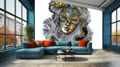 Carnival mask. Author's illustration. Wall mural