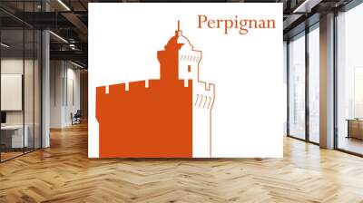 castillet perpignan vector illustration Wall mural