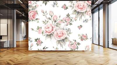 Seamless beautiful pattern for the surface flowers drawn by hand on pape Wall mural