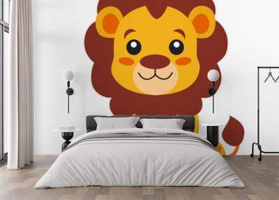 Cute lion cub. Flat vector illustration for children. Minimalist, illustration Wall mural