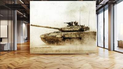 Desert battlefield tank Wall mural