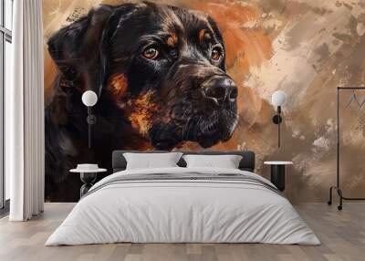 Dog portrait volumetric oil painting wallpaper background Wall mural