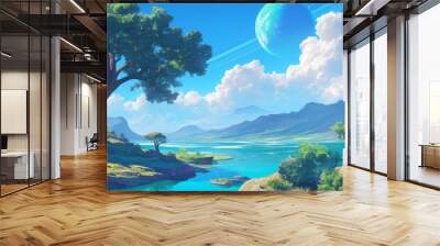 Fantasy medieval woods landscape composition background
 Wall mural