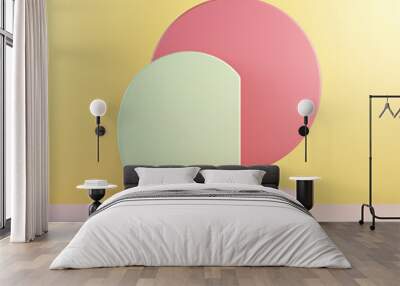 3d abstract modern minimal background, round canvases isolated on yellow, pastel colors Wall mural