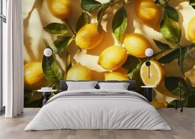 Fresh lemons Sukkot banner composition background  Wall mural