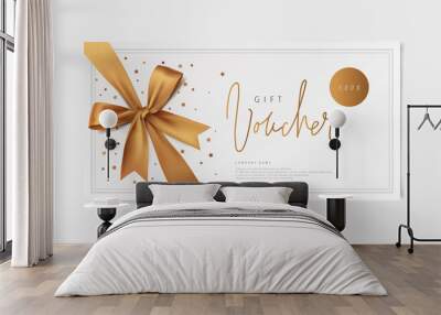 gold vector voucher design with a bow Wall mural