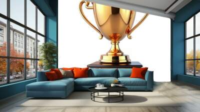 Golden Champion Cup Trophy on White Background for 2024. Generative AI Wall mural