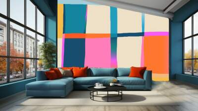 Hand drawn colorful geometric pattern. Dynamic abstract shapes. Fashionable template for design.  Wall mural