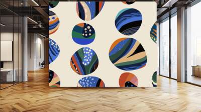 Hand drawn ethnic style abstract print. Creative collage seamless pattern.  Wall mural