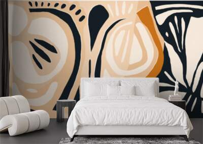 Hand drawn ethno abstract pattern. Collage contemporary print. Fashionable template for design. Wall mural