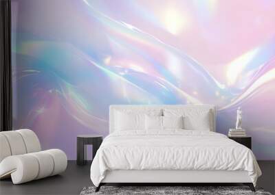 Holographic Neon background ,Colorful psychedelic Abstract. Pastel color waves for Background Wall mural