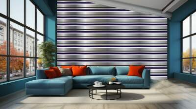 Horizontal metal stripes on a dark background. Polished texture, chrome, silver, steel, aluminum. Design concept. Vector illustration Wall mural