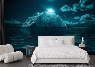 Iceberg ice on dark background sea wallpaper Wall mural