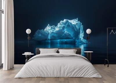 Iceberg ice on dark background sea wallpaper Wall mural