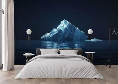 Iceberg ice on dark background sea wallpaper Wall mural