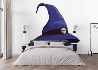 Illustration cartoon realistic witch hat blue color Wall mural