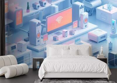 isometric view of a modern building Wall mural