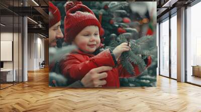 little child playing with snow Wall mural