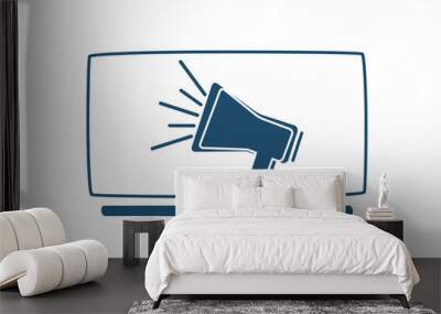 Loudspeaker, monitor icon. Broadcasting news. Vector Wall mural