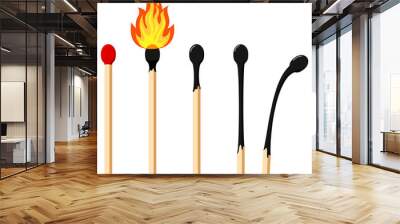 Matches varying degrees of burning flat design icon set. Wall mural