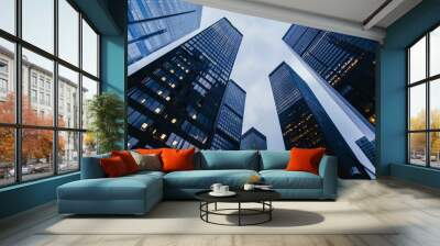 modern building office skyscrapers city wallpaper background Wall mural